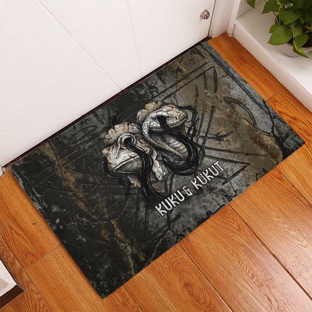 Egypt Kek and Kauket Rubber Doormat Ancient Void Theme with Frog and Serpent Duality