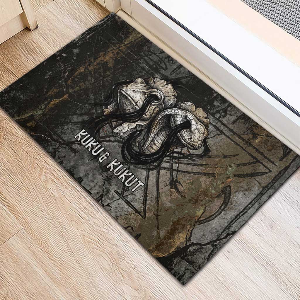Egypt Kek and Kauket Rubber Doormat Ancient Void Theme with Frog and Serpent Duality
