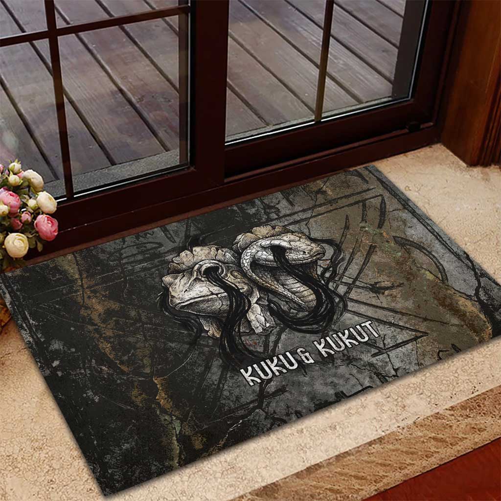 Egypt Kek and Kauket Rubber Doormat Ancient Void Theme with Frog and Serpent Duality