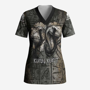 Egypt Kek and Kauket Scrub Top Ancient Void Theme with Frog and Serpent Duality