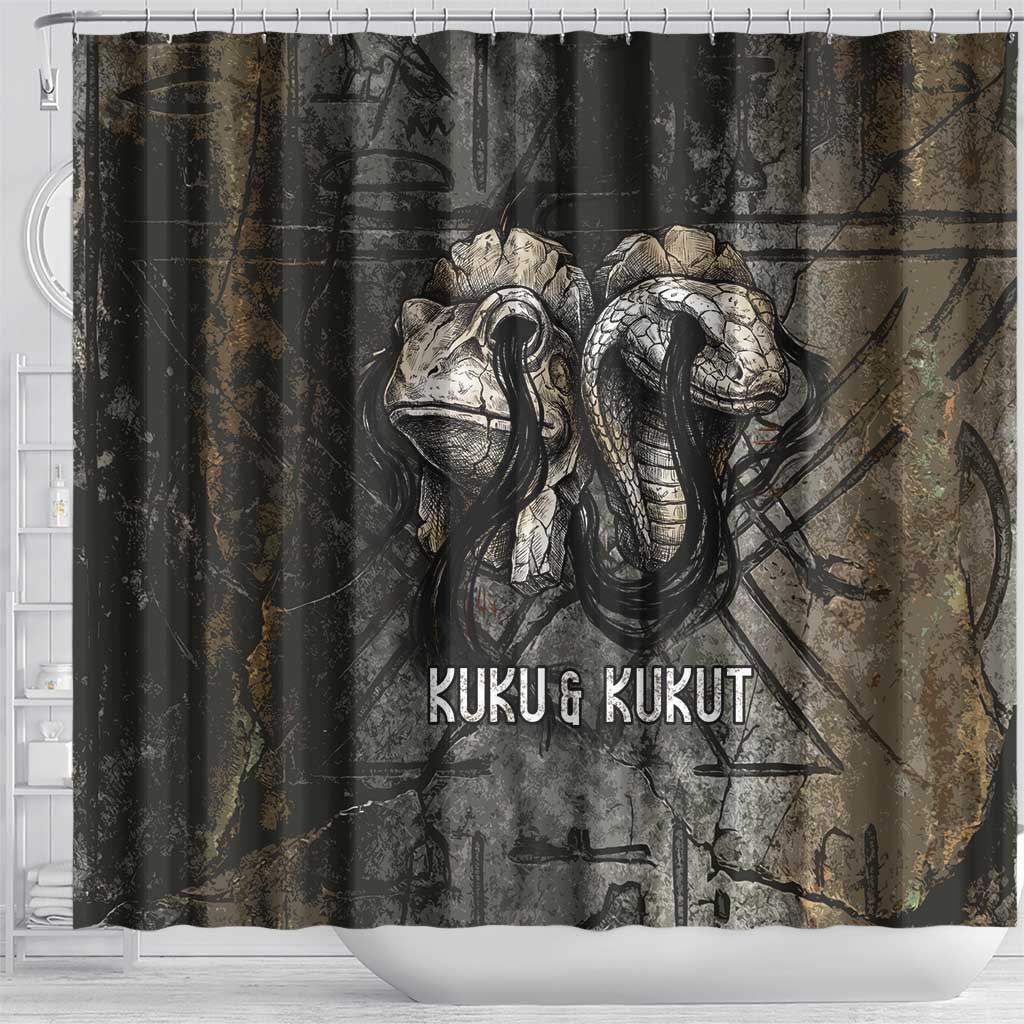 Egypt Kek and Kauket Shower Curtain Ancient Void Theme with Frog and Serpent Duality