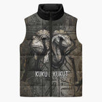 Egypt Kek and Kauket Sleeveless Puffer Jacket Ancient Void Theme with Frog and Serpent Duality