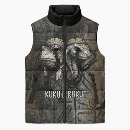Egypt Kek and Kauket Sleeveless Puffer Jacket Ancient Void Theme with Frog and Serpent Duality