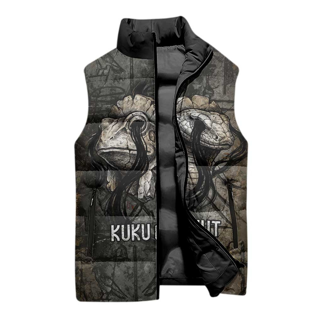 Egypt Kek and Kauket Sleeveless Puffer Jacket Ancient Void Theme with Frog and Serpent Duality