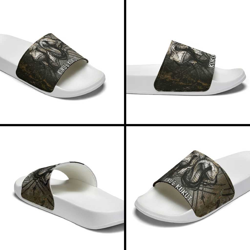 Egypt Kek and Kauket Slide Sandals Ancient Void Theme with Frog and Serpent Duality