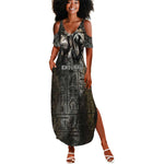 Egypt Kek and Kauket Summer Maxi Dress Ancient Void Theme with Frog and Serpent Duality