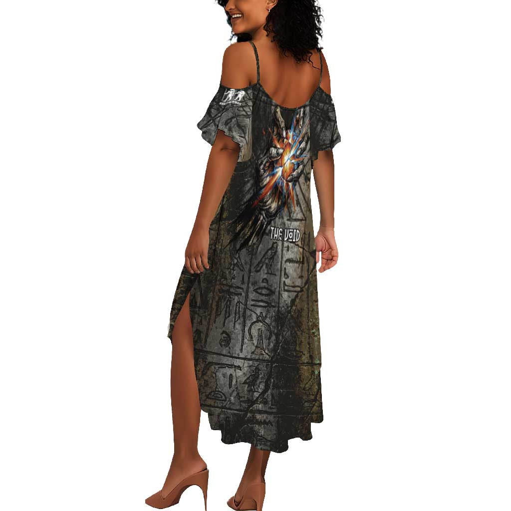 Egypt Kek and Kauket Summer Maxi Dress Ancient Void Theme with Frog and Serpent Duality