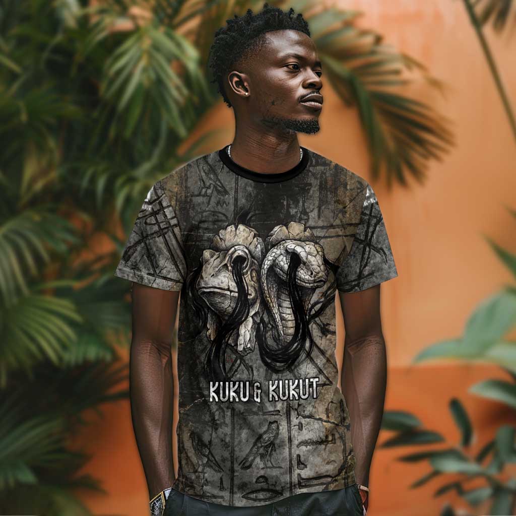 Egypt Kek and Kauket T shirt Ancient Void Theme with Frog and Serpent Duality