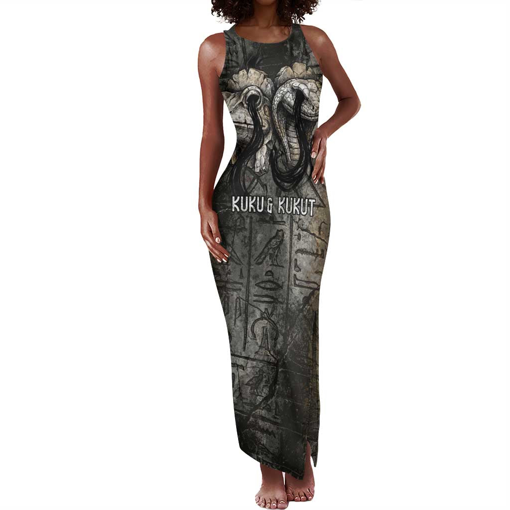 Egypt Kek and Kauket Tank Maxi Dress Ancient Void Theme with Frog and Serpent Duality