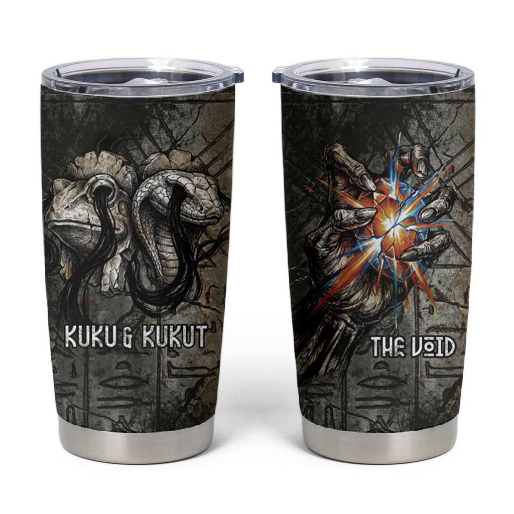 Egypt Kek and Kauket Tumbler Cup Ancient Void Theme with Frog and Serpent Duality