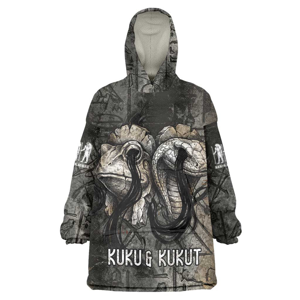 Egypt Kek and Kauket Wearable Blanket Hoodie Ancient Void Theme with Frog and Serpent Duality