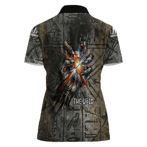 Egypt Kek and Kauket Women Polo Shirt Ancient Void Theme with Frog and Serpent Duality