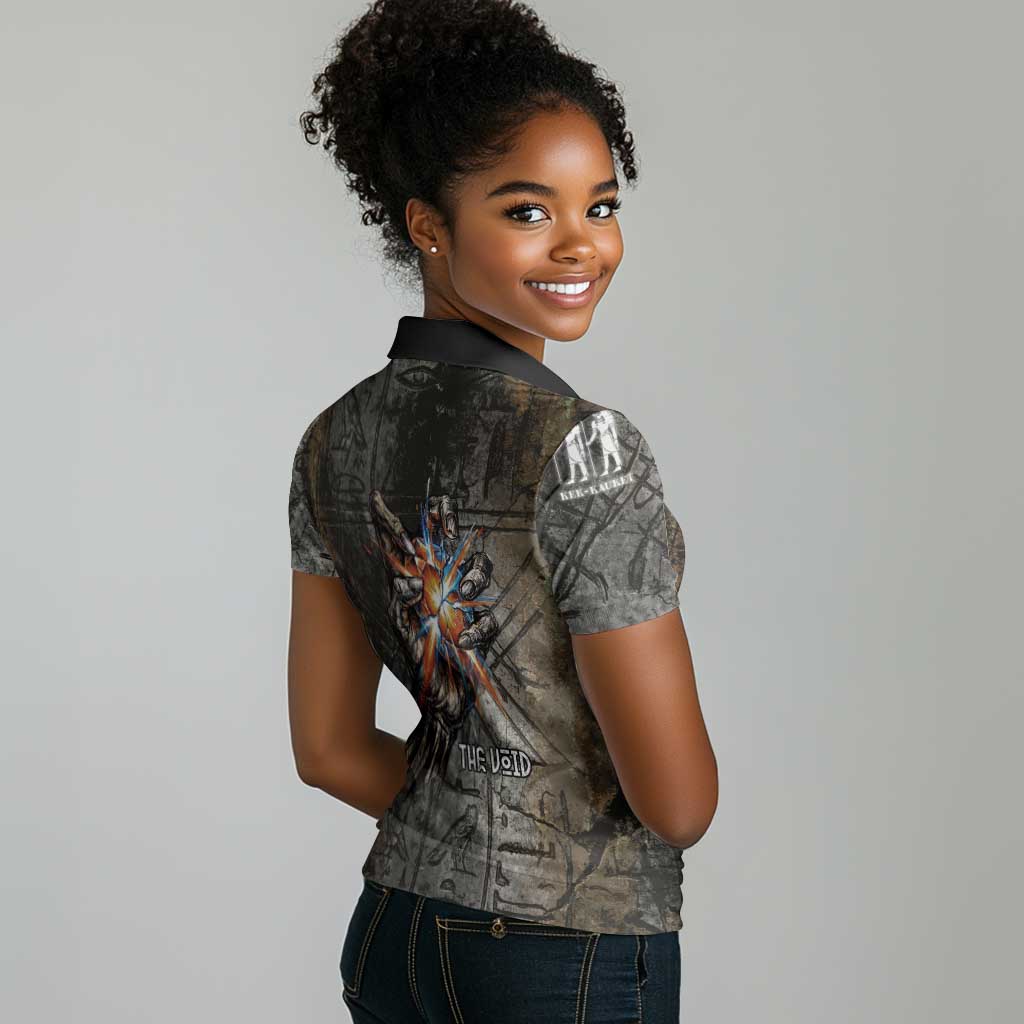 Egypt Kek and Kauket Women Polo Shirt Ancient Void Theme with Frog and Serpent Duality