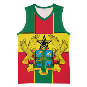 African Ghana Basketball Jersey Flag with Coat of Arms Simple Design TS04