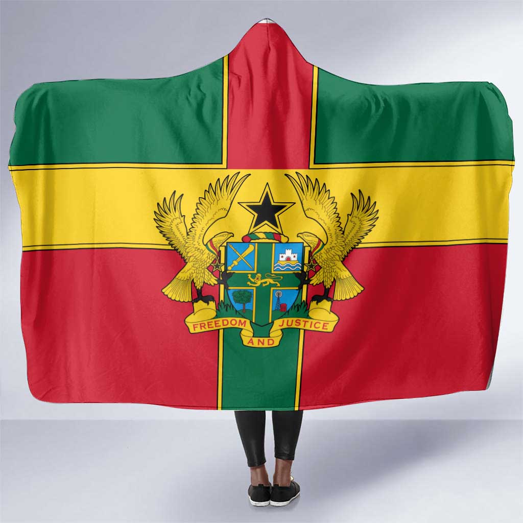 African Ghana Hooded Blanket Flag with Coat of Arms Simple Design