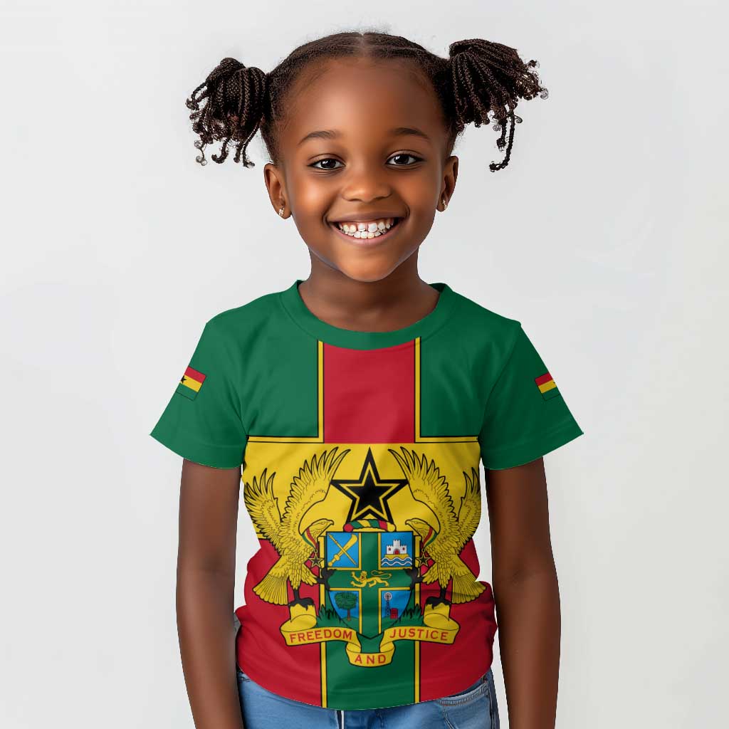 African Ghana Kid T shirt Flag with Coat of Arms Simple Design