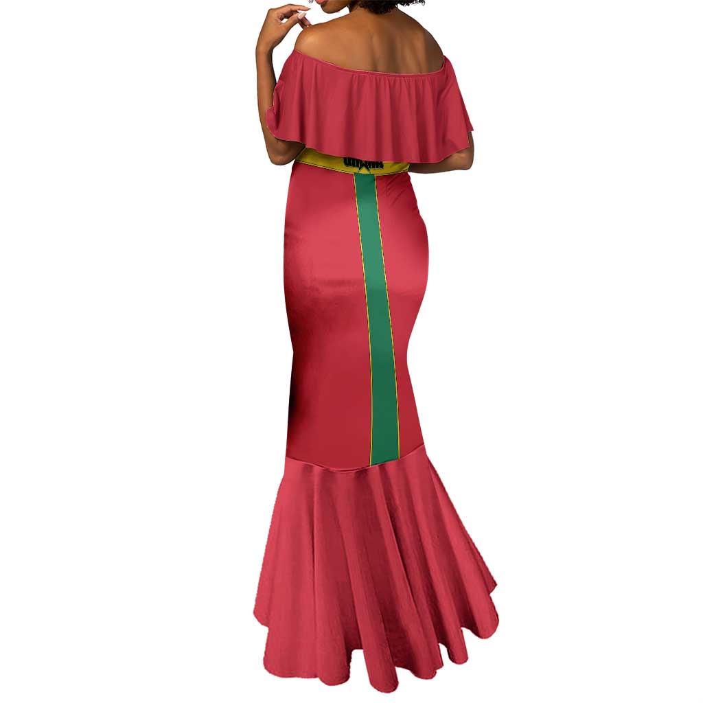 African Ghana Mermaid Dress Flag with Coat of Arms Simple Design