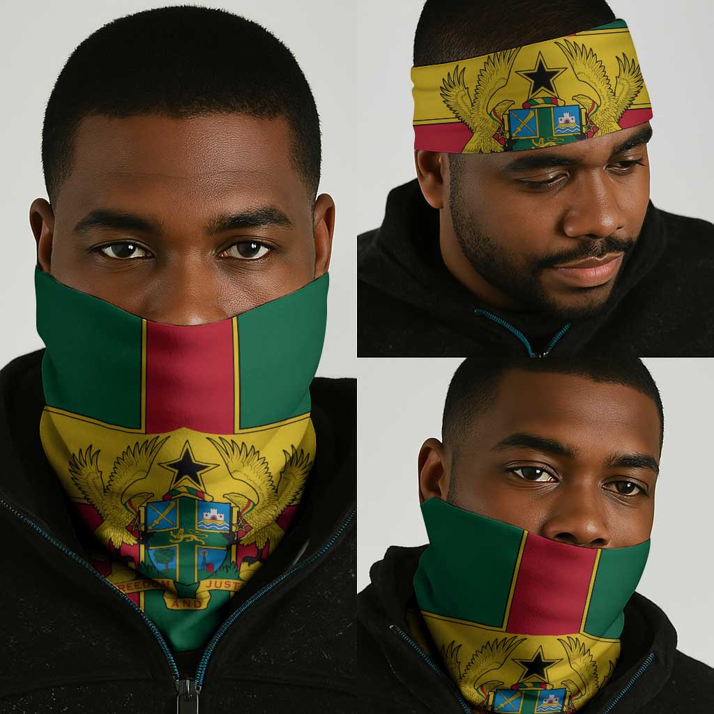 African Ghana Neck Gaiter Flag Coat of Arms Simple Design TS04