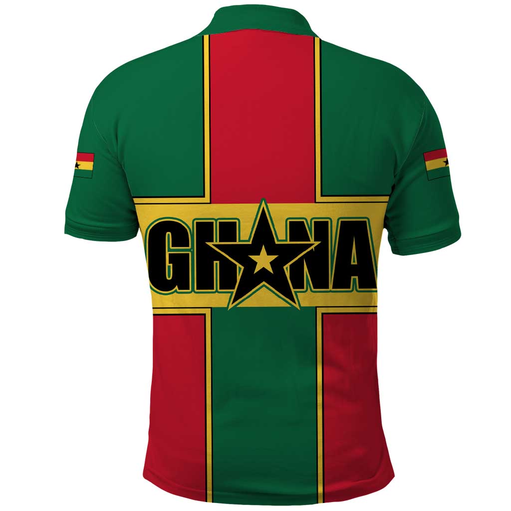 African Ghana Polo Shirt Flag with Coat of Arms Simple Design