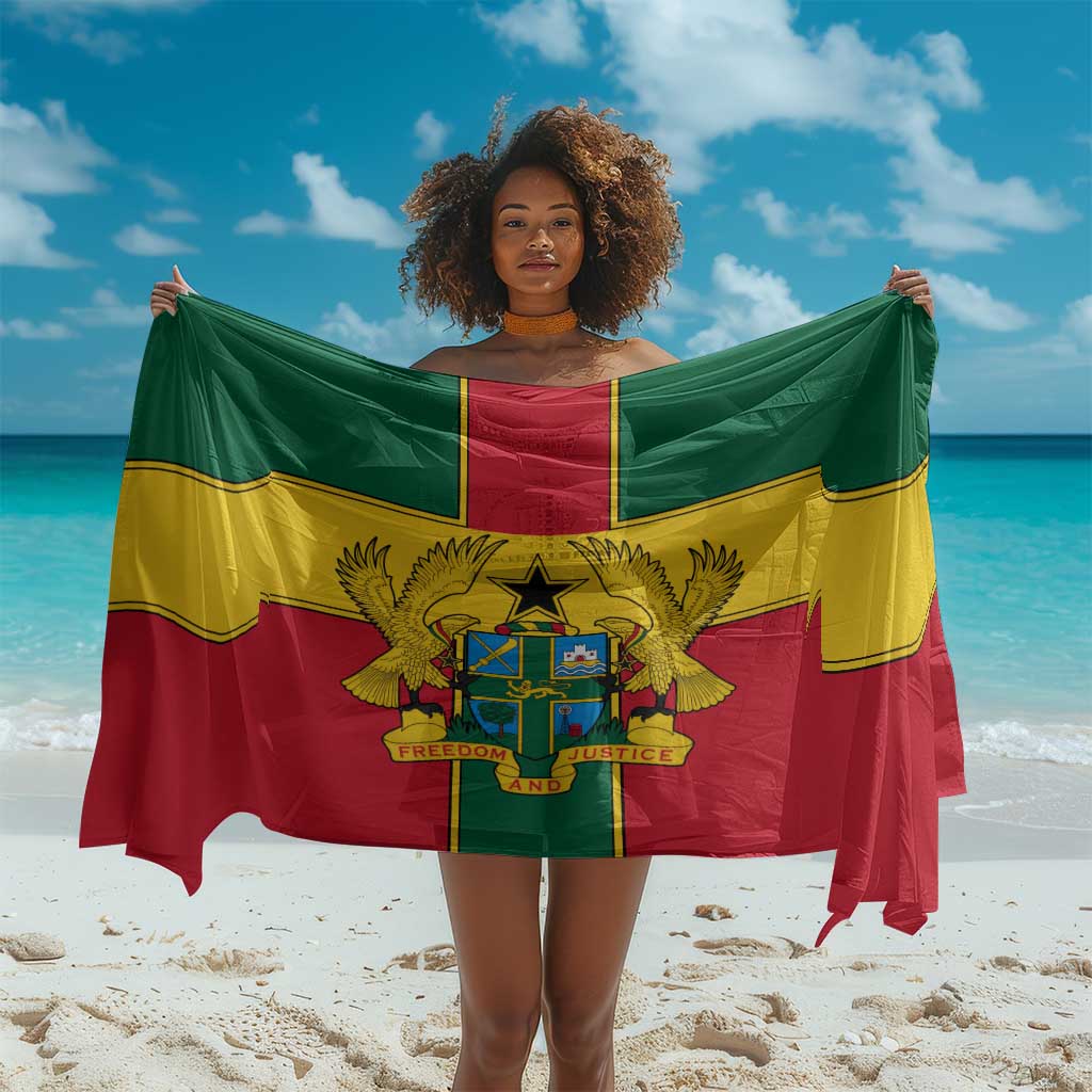 African Ghana Sarong Flag with Coat of Arms Simple Design