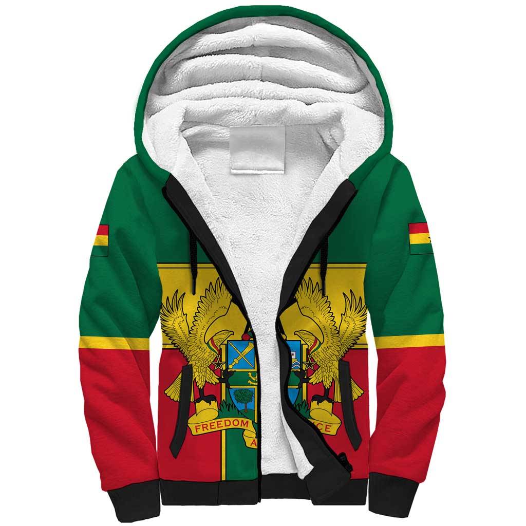 African Ghana Sherpa Hoodie Flag with Coat of Arms Simple Design
