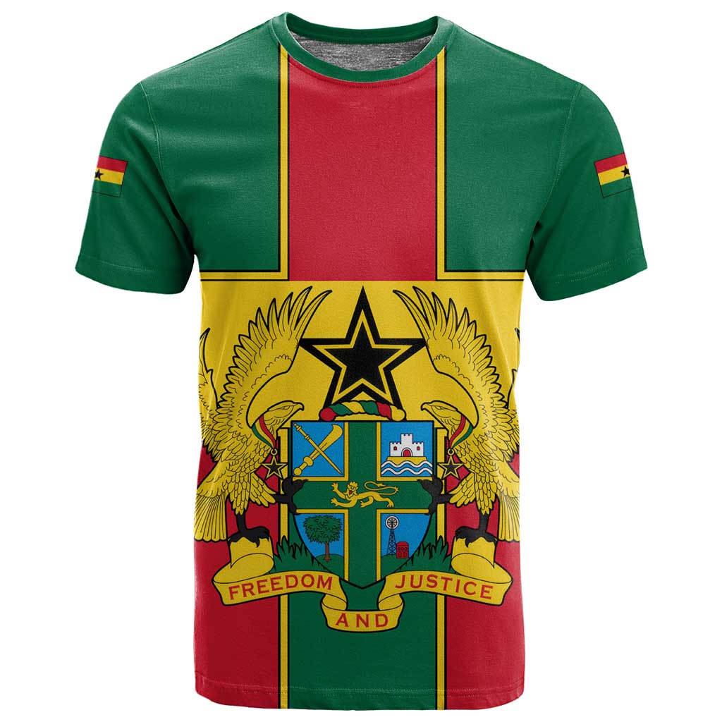 African Ghana T shirt Flag with Coat of Arms Simple Design