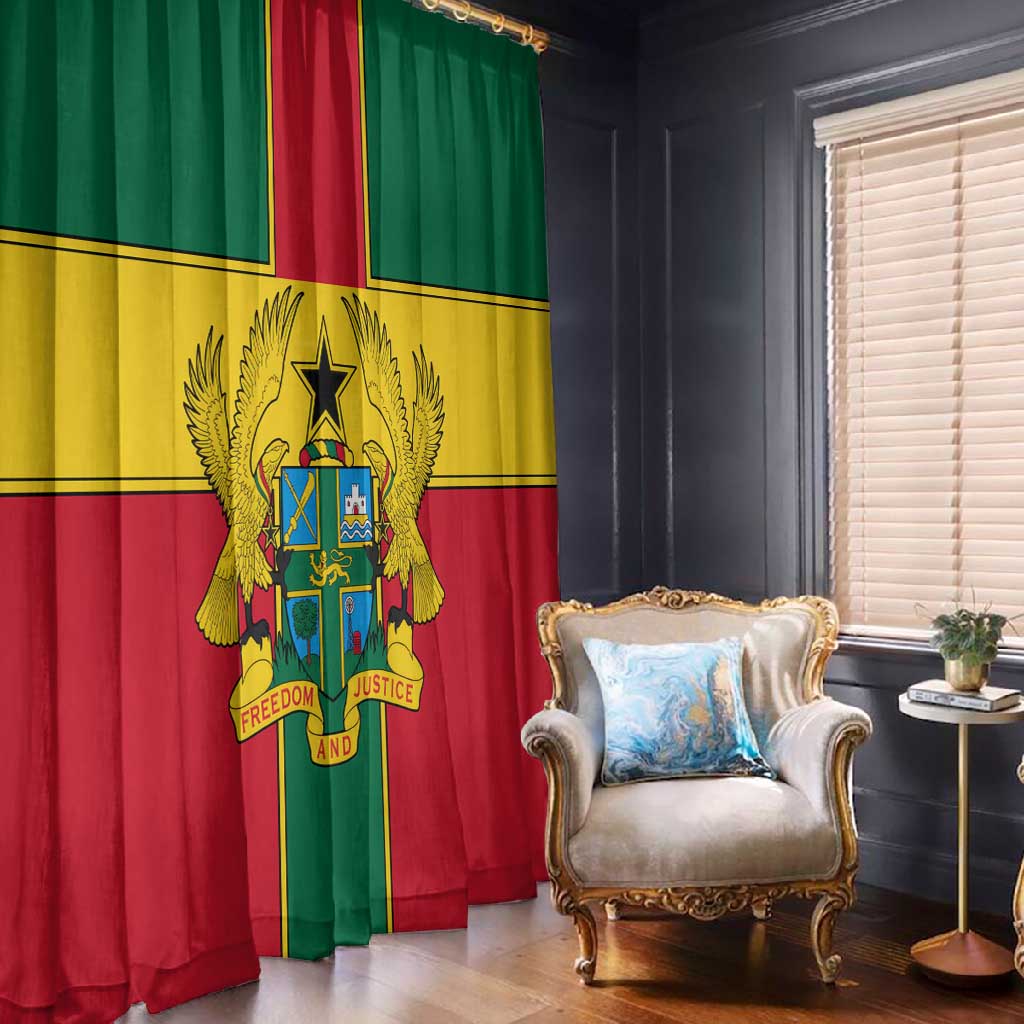African Ghana Window Curtain Flag with Coat of Arms Simple Design