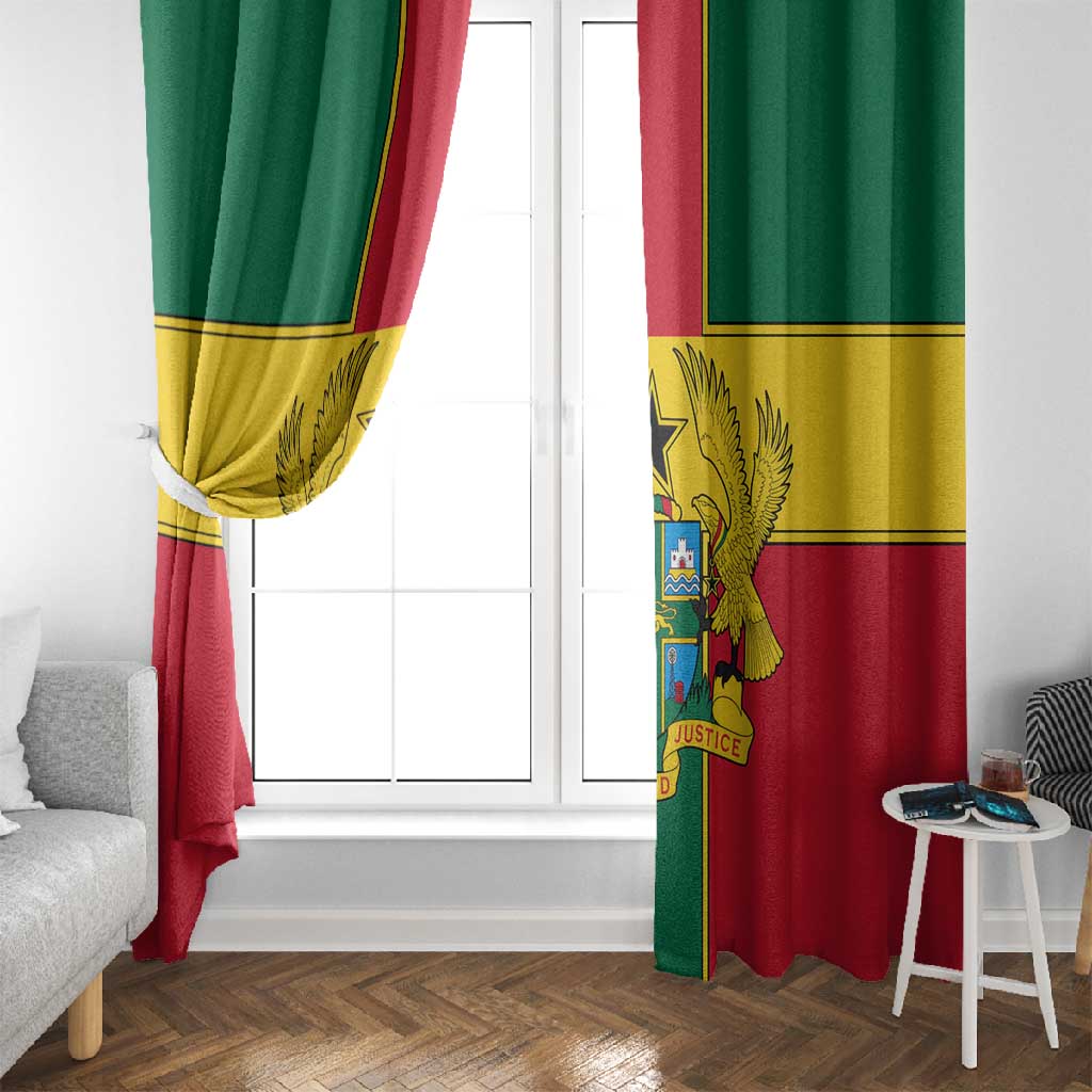 African Ghana Window Curtain Flag with Coat of Arms Simple Design