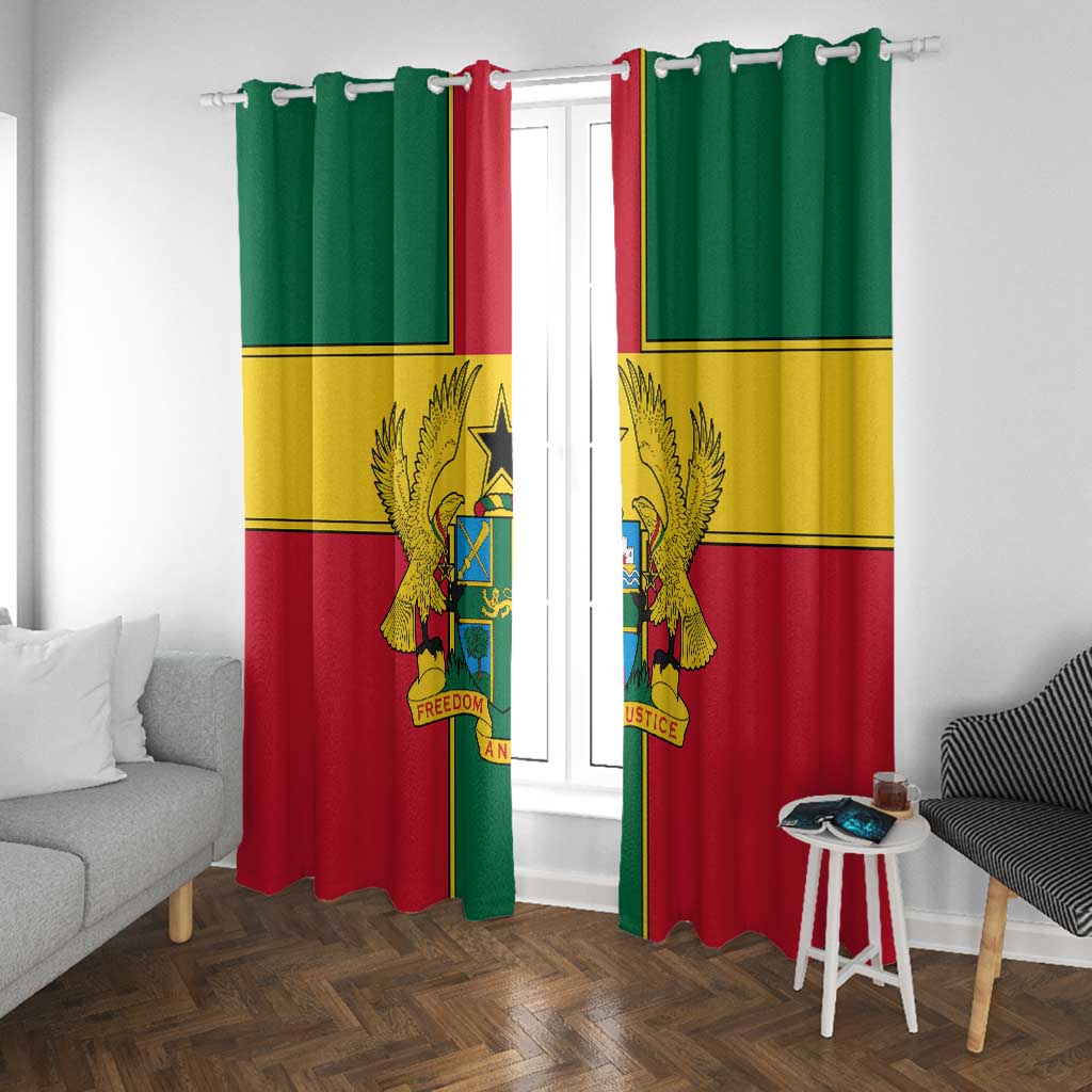 African Ghana Window Curtain Flag with Coat of Arms Simple Design
