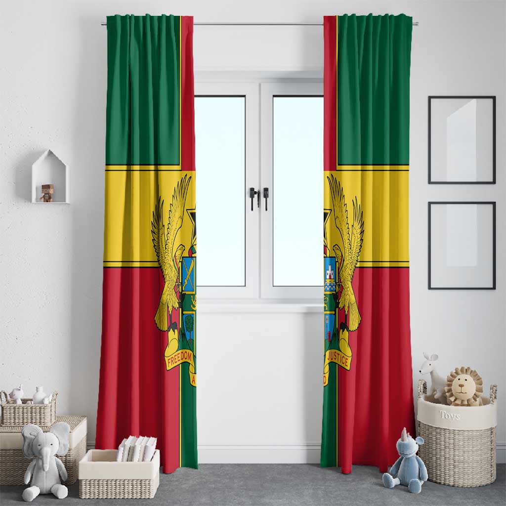 African Ghana Window Curtain Flag with Coat of Arms Simple Design