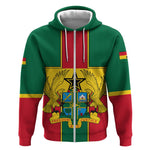 African Ghana Zip Hoodie Flag with Coat of Arms Simple Design