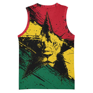 Afro Ghana Lion Basketball Jersey Star Grunge Style TS04