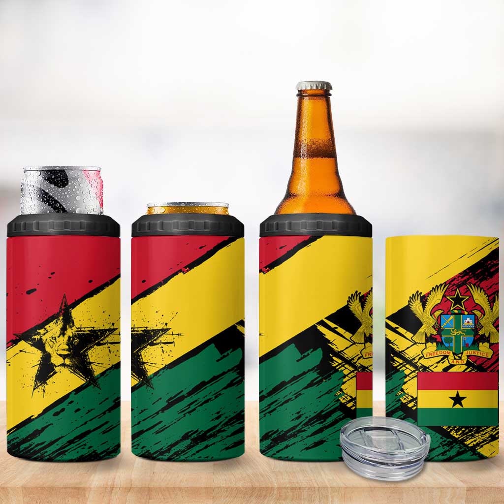 Afro Ghana Lion 4 in 1 Can Cooler Tumbler Star Grunge Style