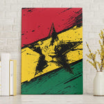 Afro Ghana Lion Canvas Wall Art Star Grunge Style