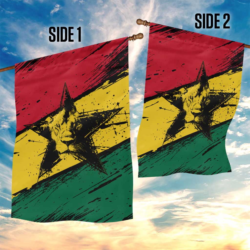 Afro Ghana Lion Garden Flag Star Grunge Style