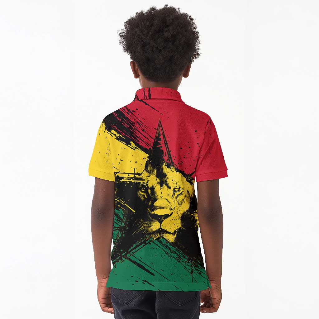 Afro Ghana Lion Kid Polo Shirt Star Grunge Style