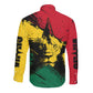 Afro Ghana Lion Long Sleeve Button Shirt Star Grunge Style