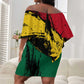 Afro Ghana Lion Off Shoulder Short Dress Star Grunge Style