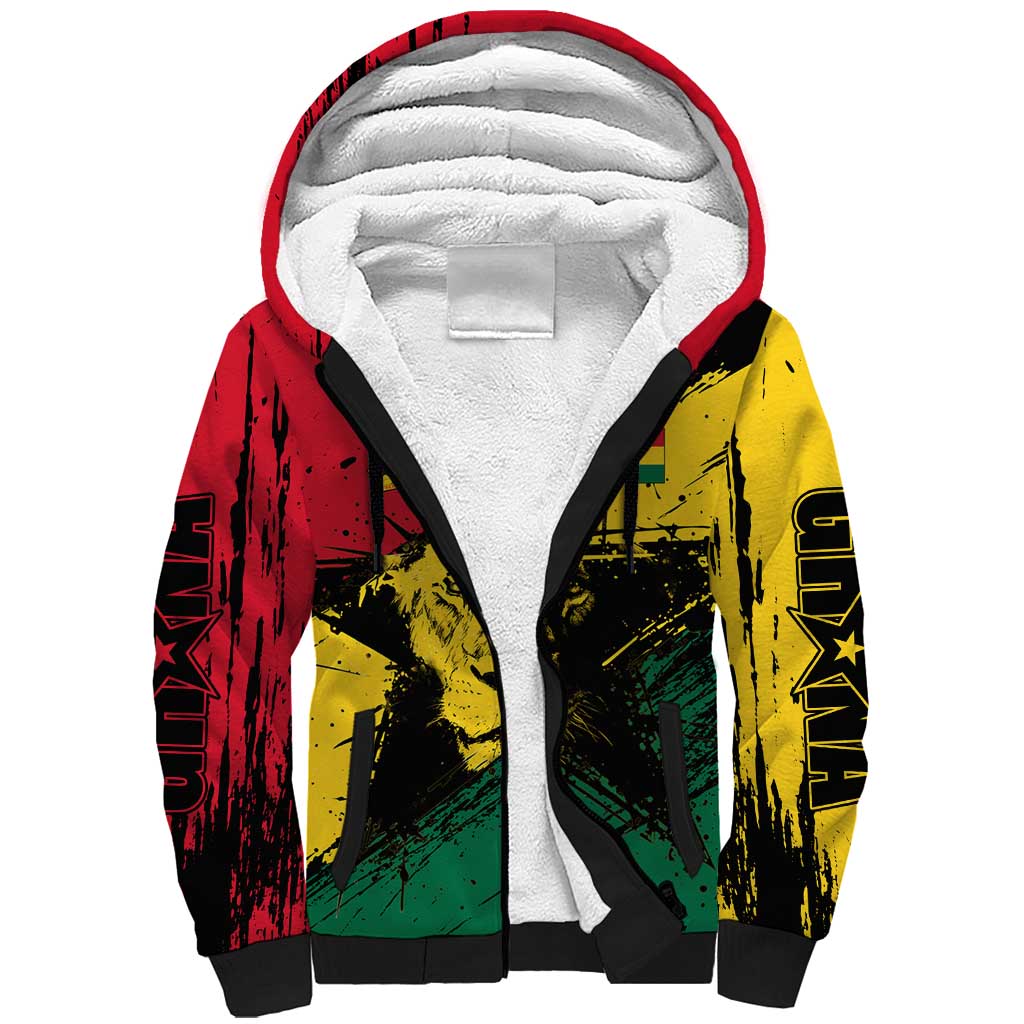 Afro Ghana Lion Sherpa Hoodie Star Grunge Style