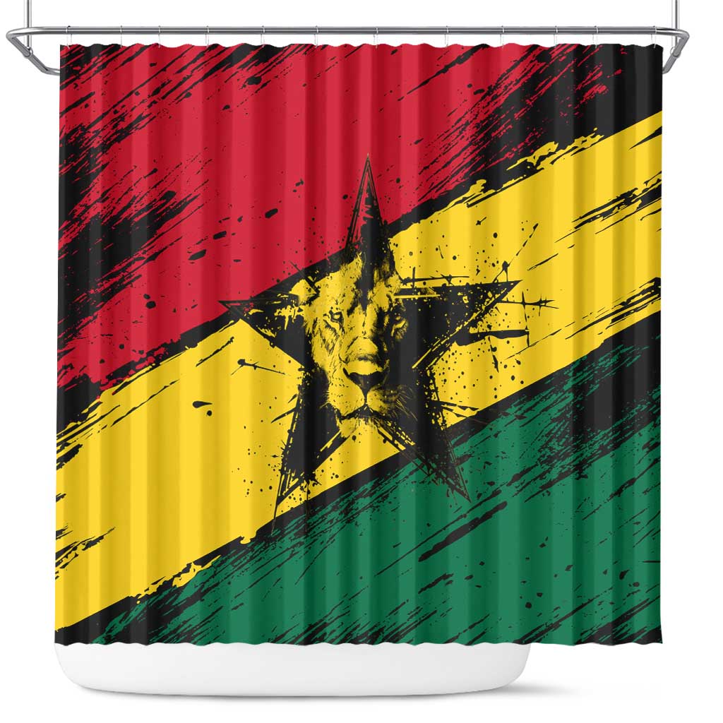 Afro Ghana Lion Shower Curtain Star Grunge Style
