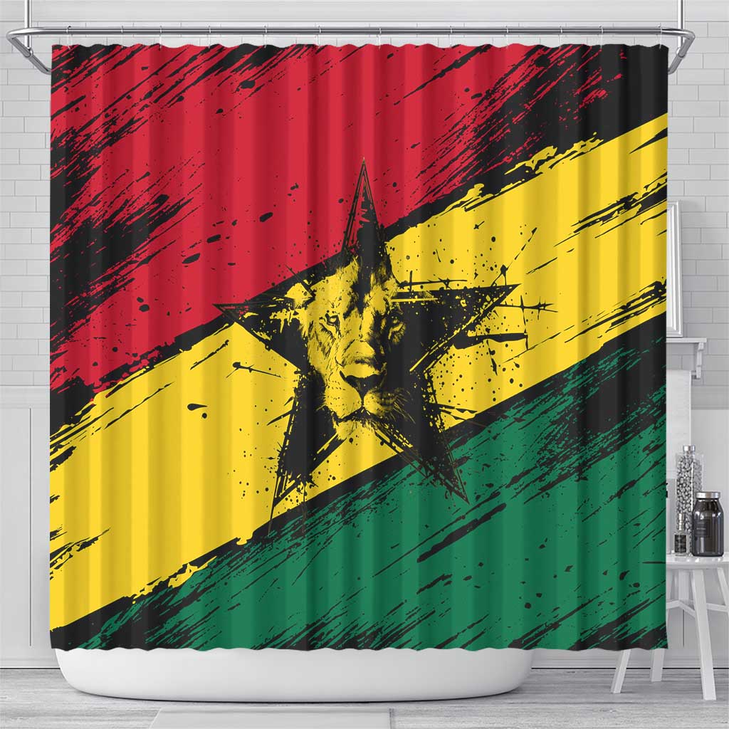 Afro Ghana Lion Shower Curtain Star Grunge Style