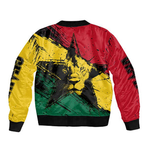 Afro Ghana Lion Sleeve Zip Bomber Jacket Star Grunge Style