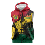 Afro Ghana Lion Sleeveless Zip Hoodie Star Grunge Style - African Pride