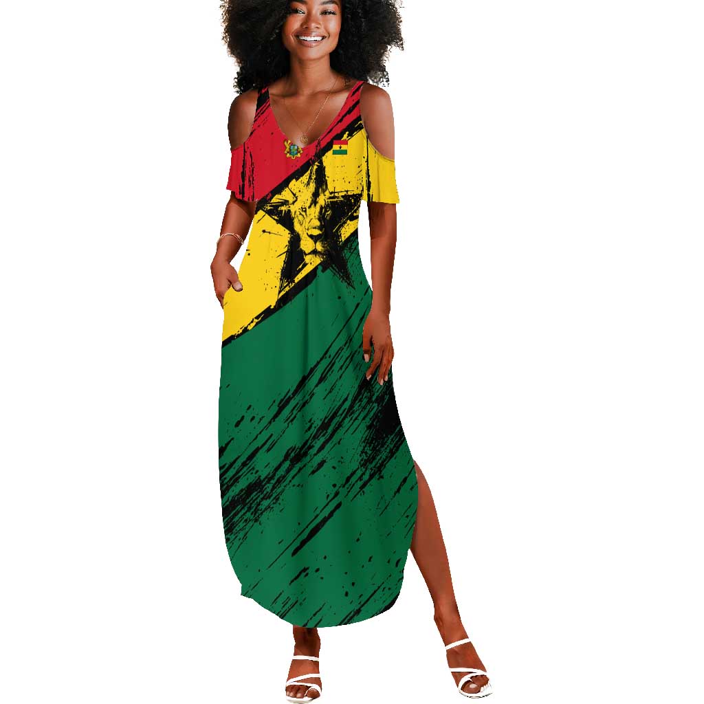 Afro Ghana Lion Summer Maxi Dress Star Grunge Style