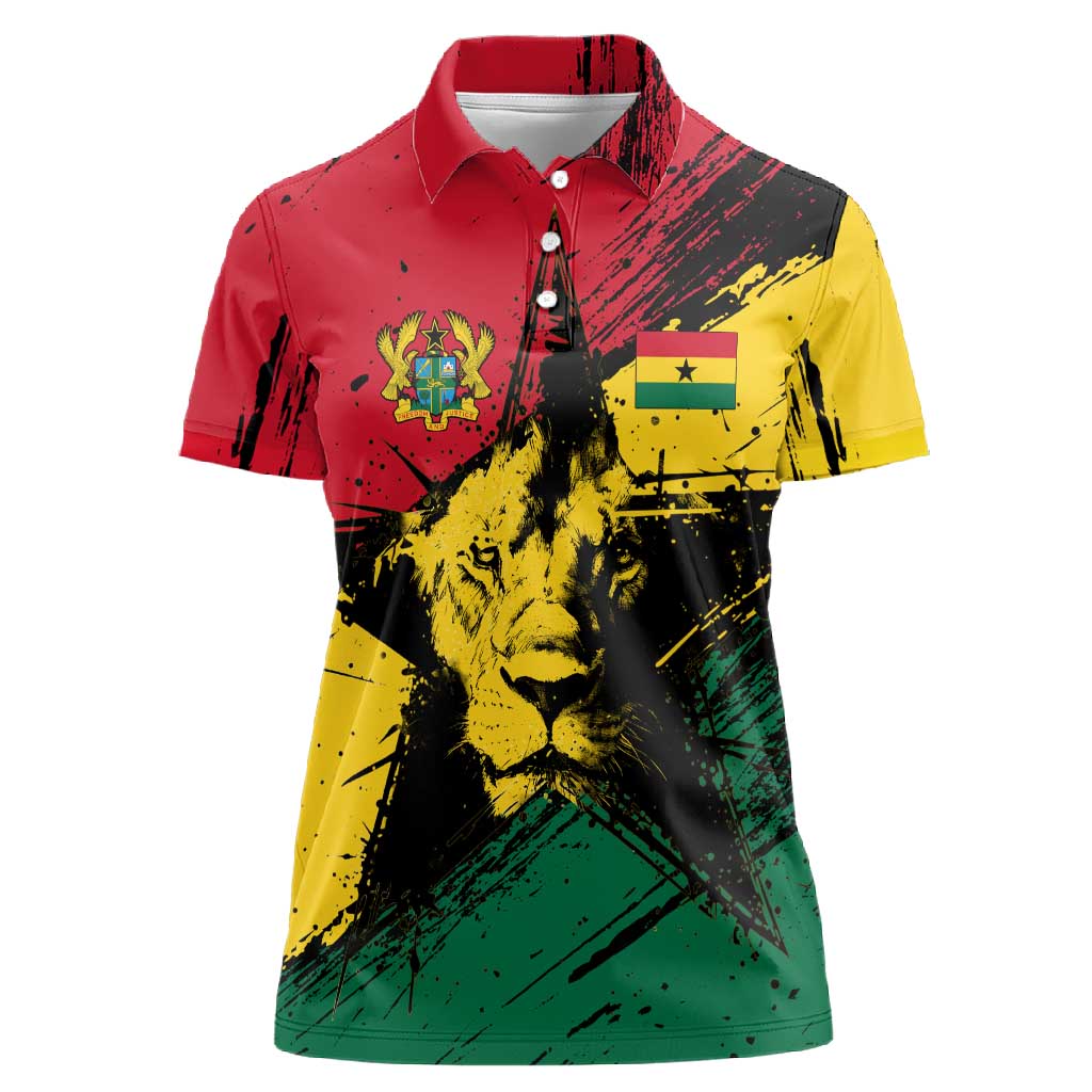 Afro Ghana Lion Women Polo Shirt Star Grunge Style