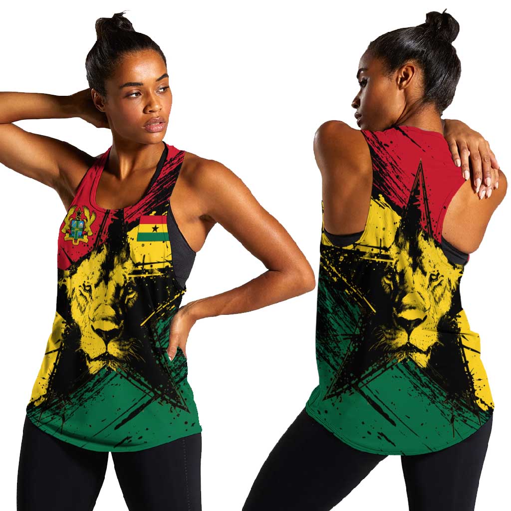 Afro Ghana Lion Women Racerback Tank Star Grunge Style
