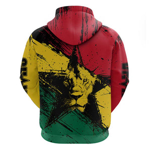 Afro Ghana Lion Zip Hoodie Star Grunge Style