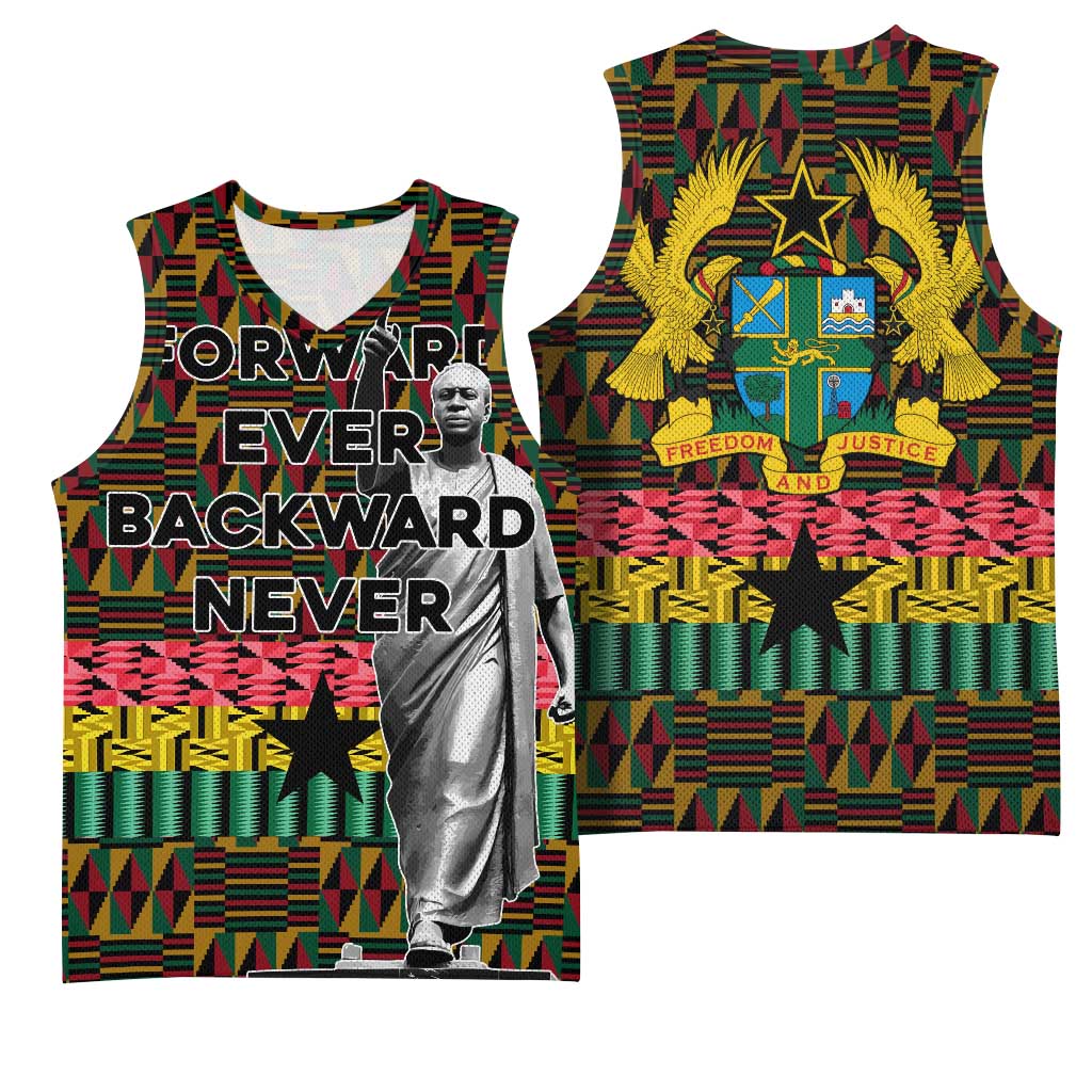 Kwame Nkrumah Ghana Basketball Jersey Kente Pattern African TS04