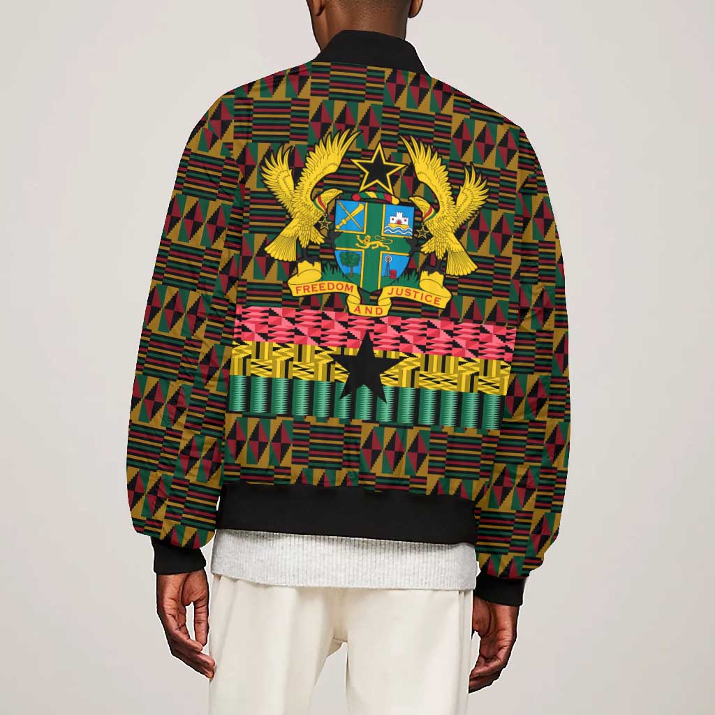 Kwame Nkrumah Ghana Bomber Jacket Kente Pattern African