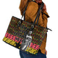 Kwame Nkrumah Ghana Leather Tote Bag Kente Pattern African